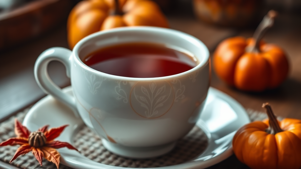 호박팥차 섭취 시 주의사항 (realistic 스타일)