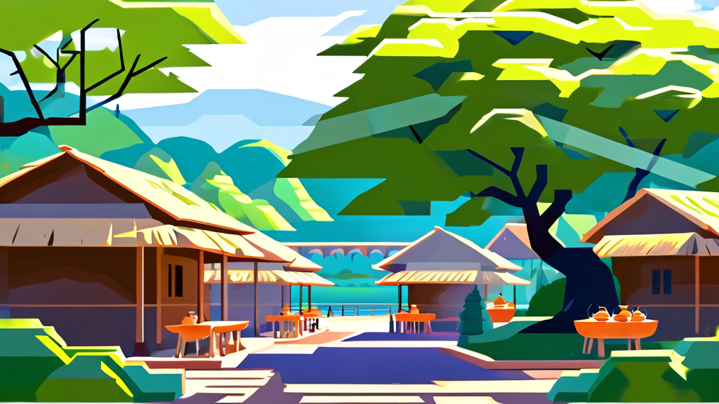 망우산과 용마산 주변 편의 시설 및 추천 코스 (illustration 스타일)