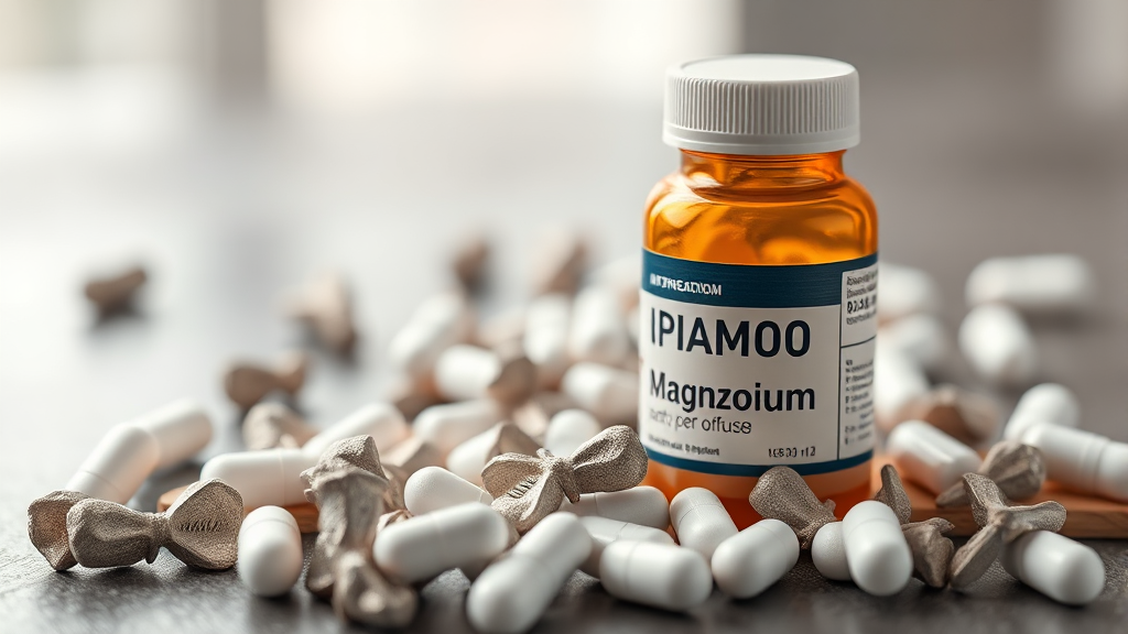 마그네슘 섭취 시 주의사항⚠️ (realistic 스타일)