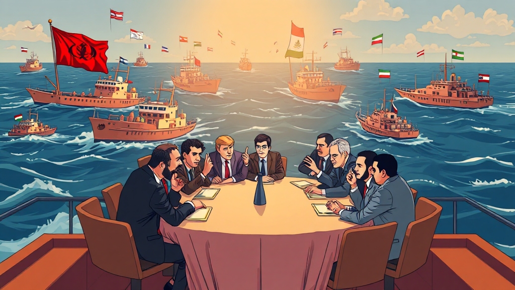 국제 사회 대응과 협상 (cartoon 스타일)