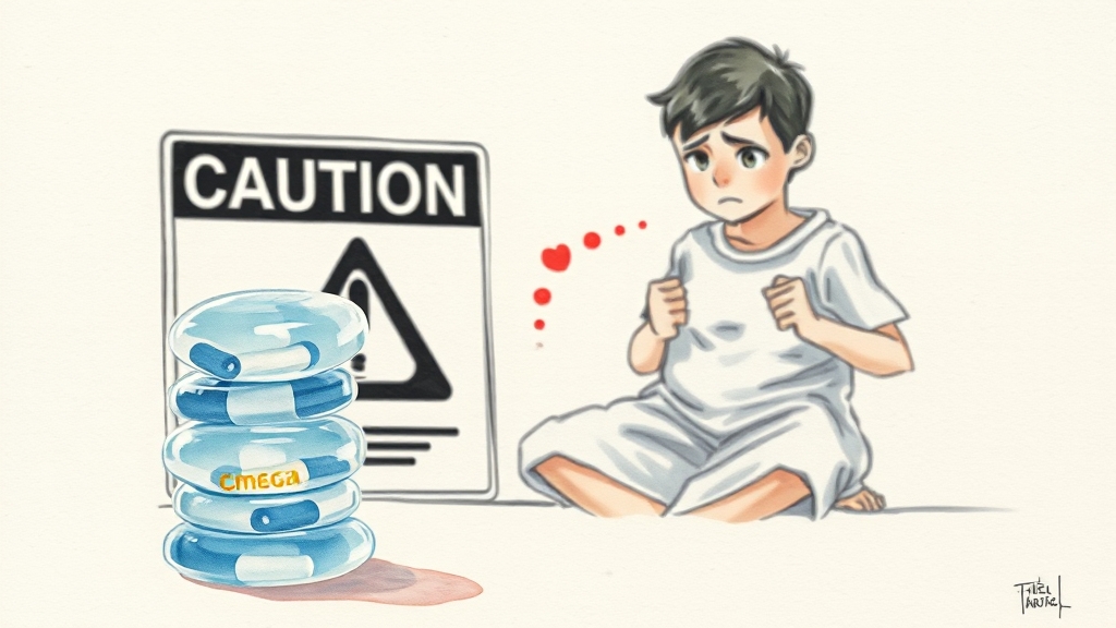 오메가3 섭취 시 주의사항 (watercolor 스타일)