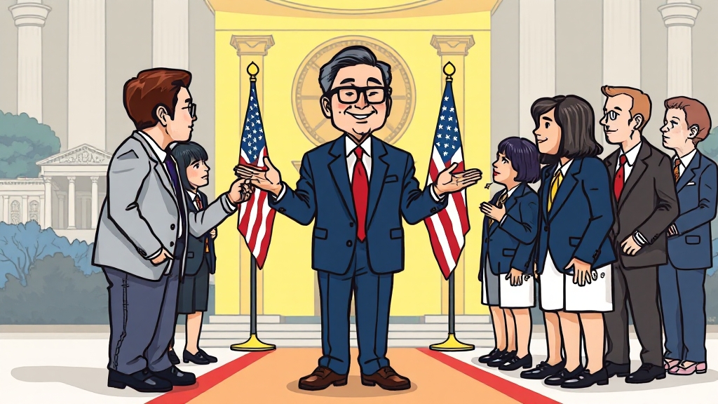 미국 내 소통 및 협력 강화 (cartoon 스타일)