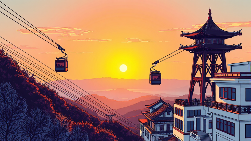 목포의 숨은 보석, 유달산과 주변 명소 탐방 (illustration 스타일)