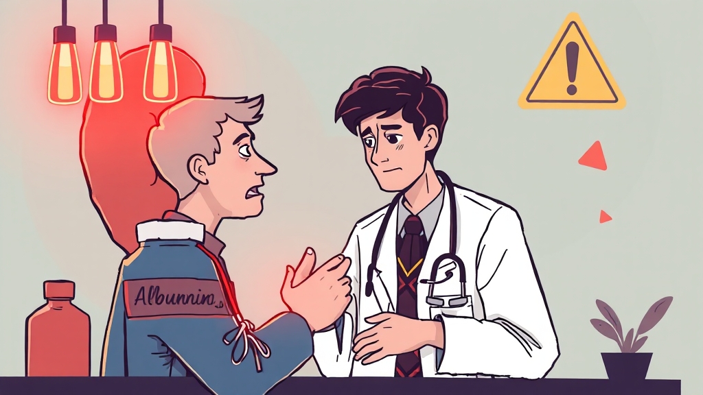 알부민 섭취 시 주의사항 (illustration 스타일)
