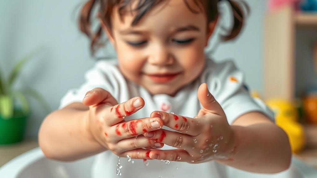 수족구 전염 경로 (realistic 스타일)