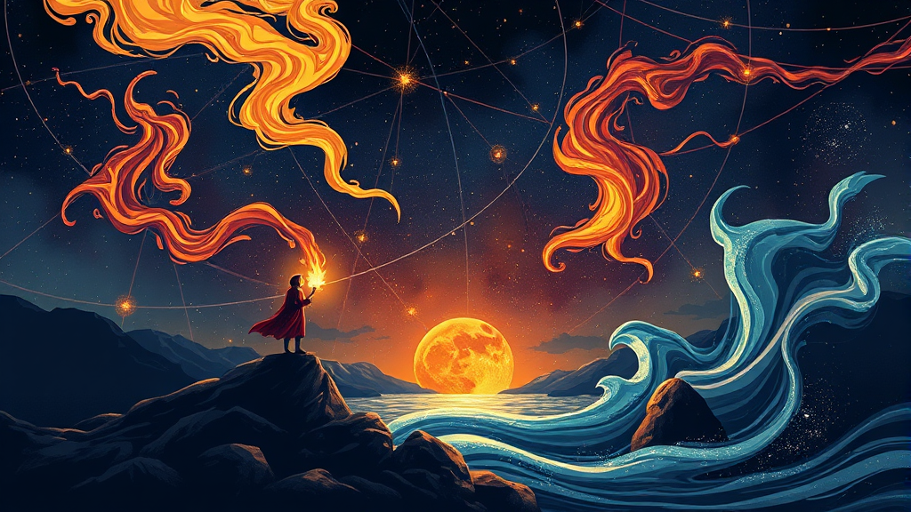 불의 별자리와 다른 원소 별자리, 조화로운 만남은? (illustration 스타일)