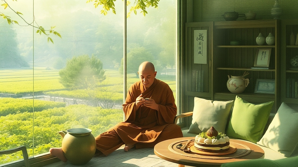 말차 문화와 역사 (watercolor 스타일)