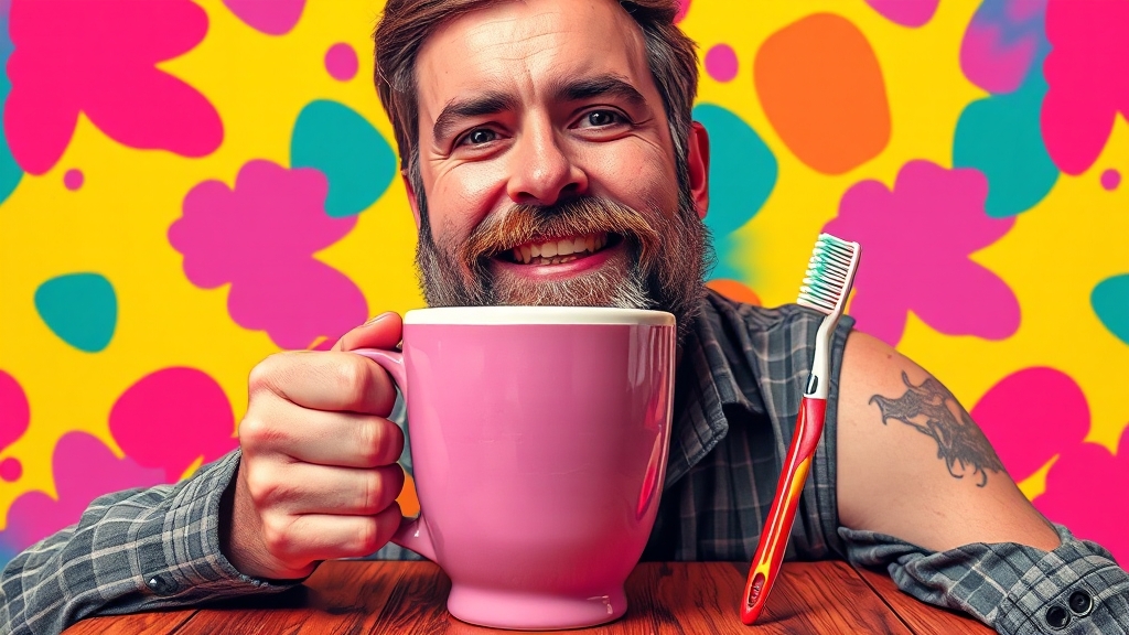 치아 문제와 커피 연관성 (popart 스타일)