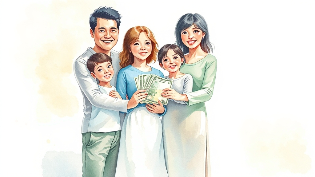 소득 및 재산 기준, 자세히 알아볼까요? (watercolor 스타일)