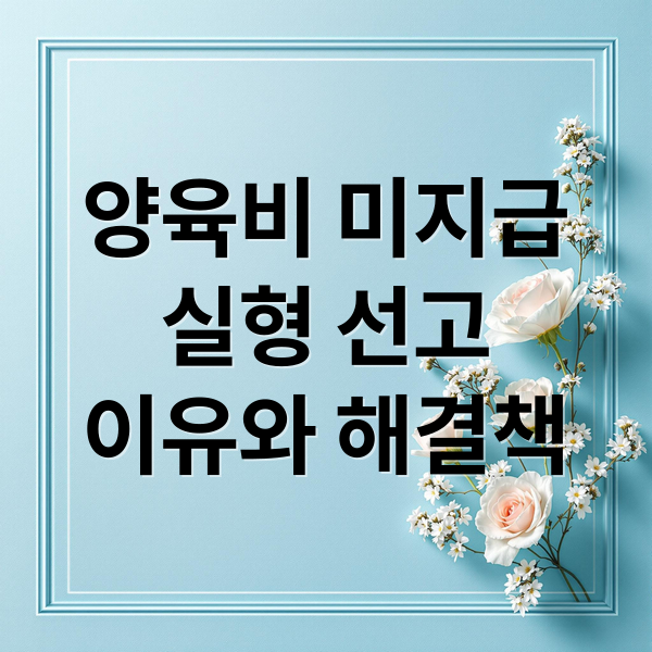 양육비 미지급
실형 선고
이유와 해결책 (양육비 미지급 실형선고)