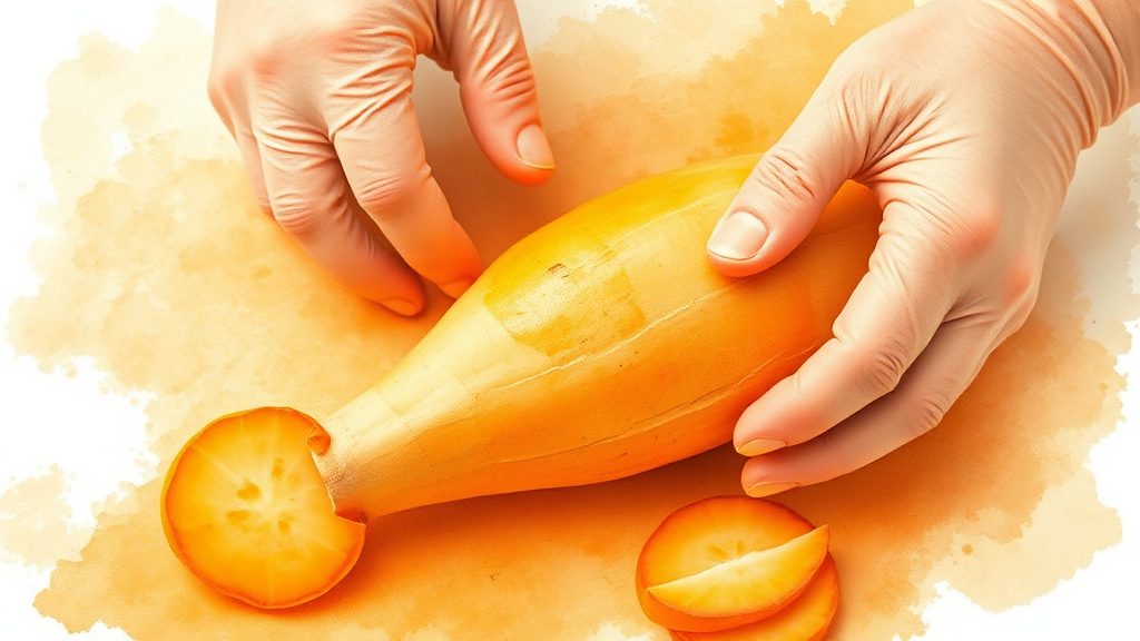 마 섭취 시 주의사항 & 부작용 (watercolor 스타일)