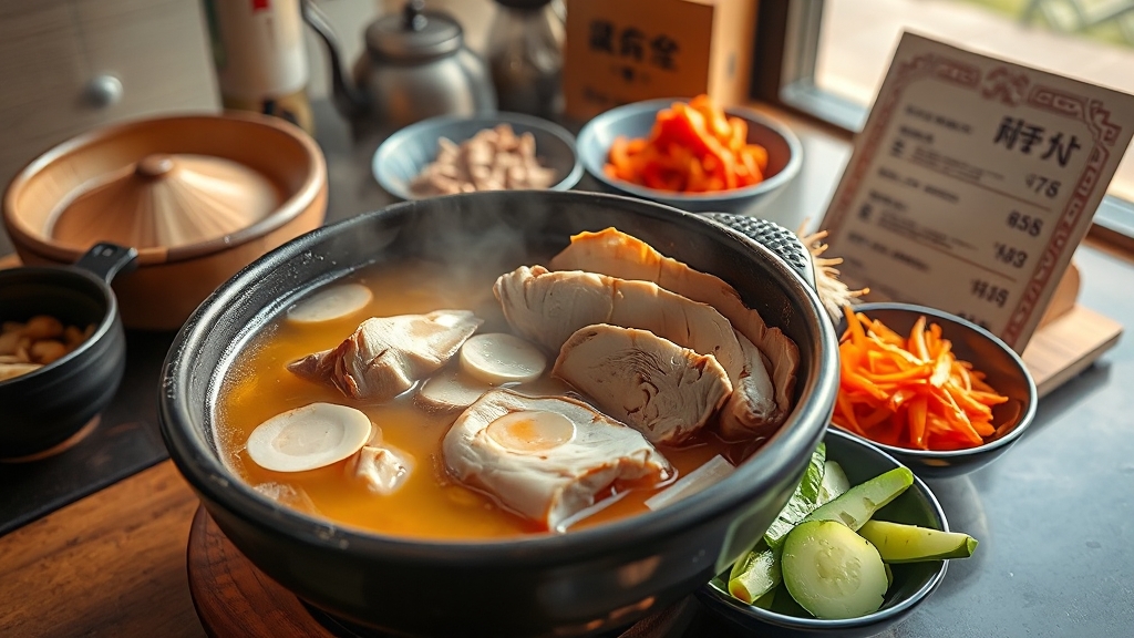 초복 삼계탕 메뉴 & 가격 정보 (realistic 스타일)