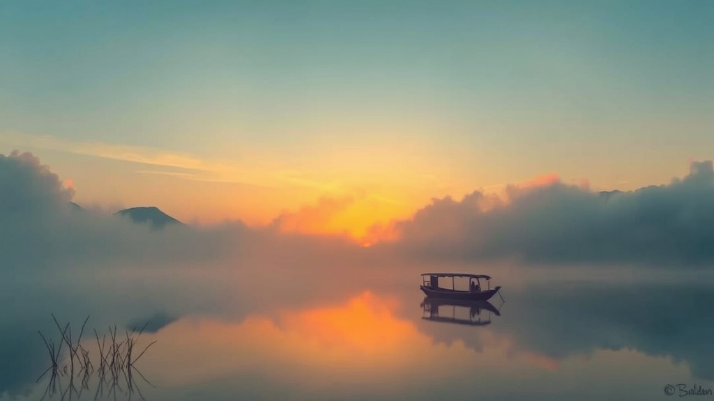 최적 방문 시간: 물안개 & 노을 (illustration 스타일)