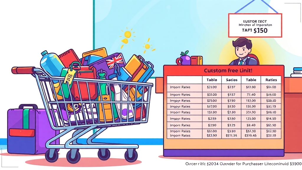 해외 직구 관세 계산 (cartoon 스타일)