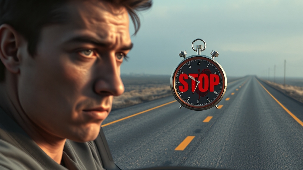 장시간 운전 건강 위험 연구: 미래 (realistic 스타일)