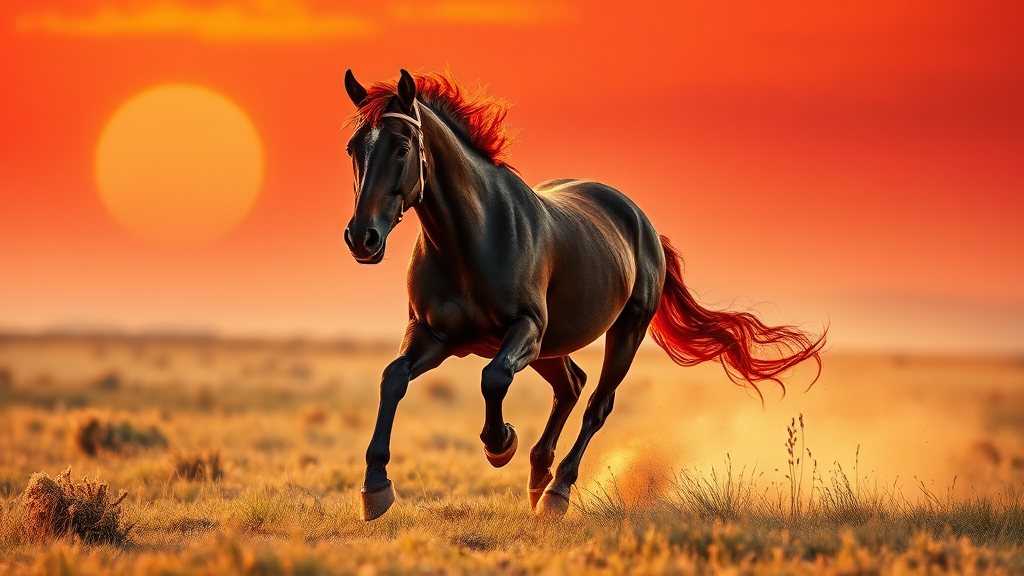 붉은 말의 상징과 특징 (realistic 스타일)