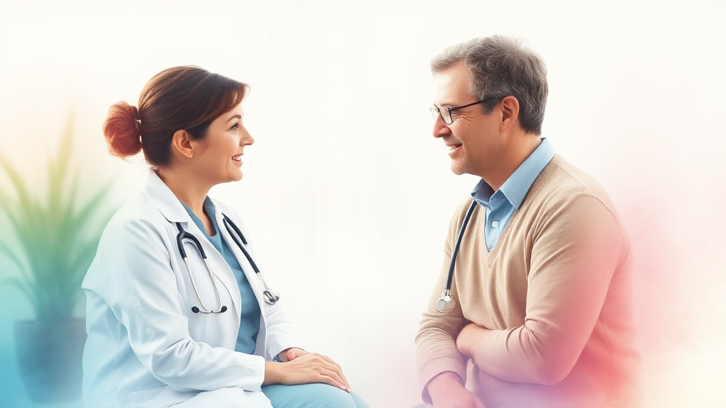 전문의 상담 & 약물 치료 고려 (watercolor 스타일)