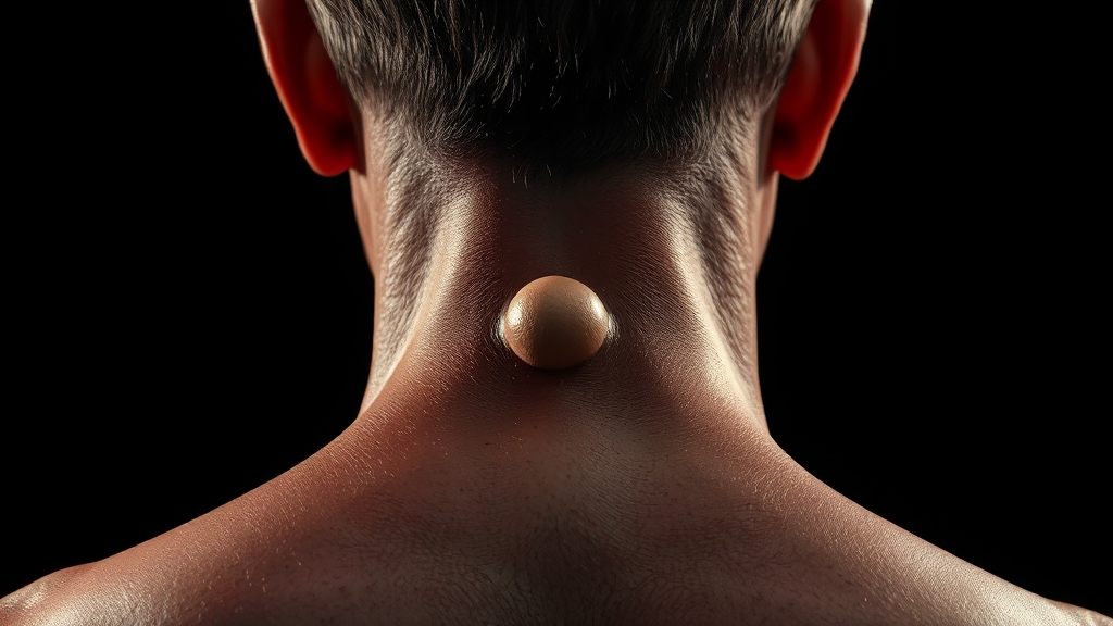 뒷목 멍울, 병원 가야 할 때 (realistic 스타일)