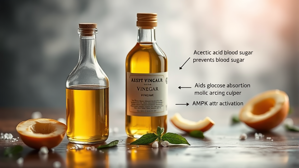 식초가 혈당을 관리하는 과학적 원리 (realistic 스타일)