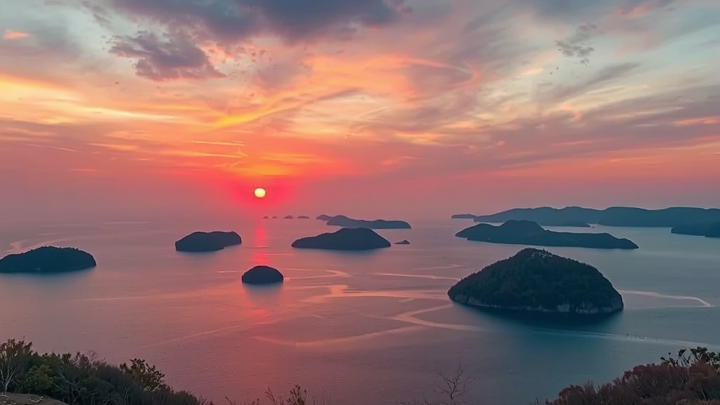 통영 3대 일몰 명소, 달아공원 (realistic 스타일)