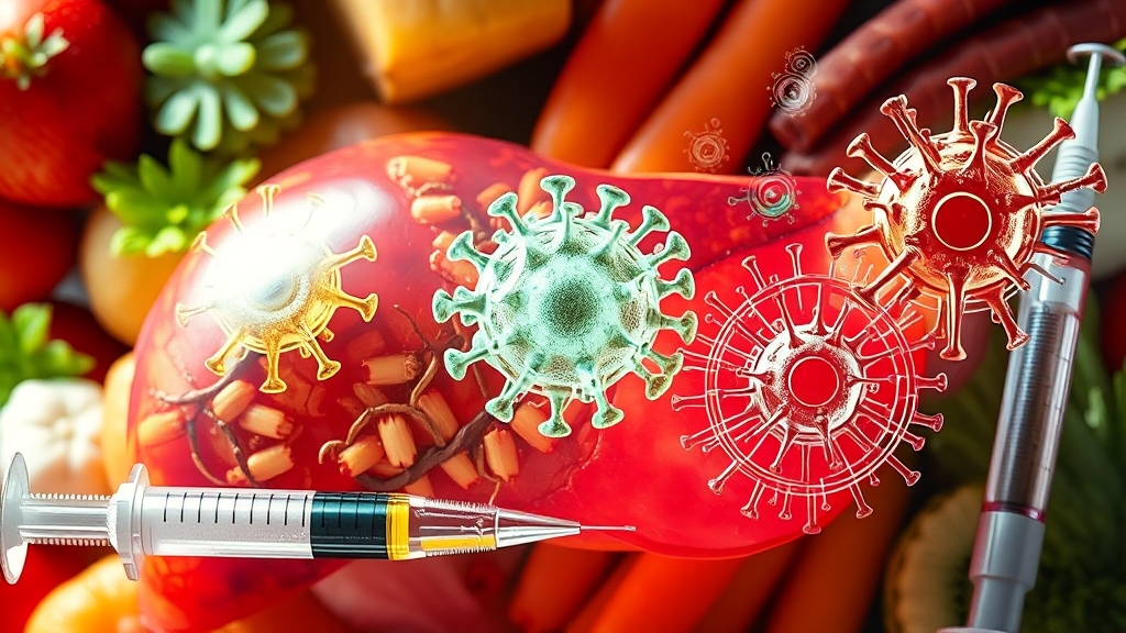 A형, B형, C형 간염 특징 비교 (realistic 스타일)