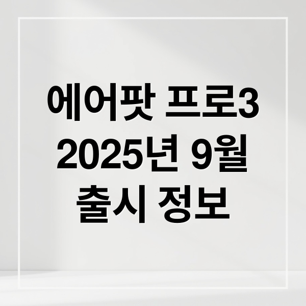 에어팟 프로3
2025년 9월
출시 정보 (에어팟 프로3 2025년 9월 출시)