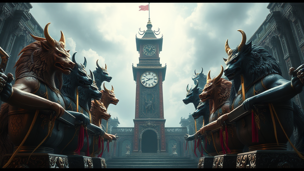 12간지의 문화적 의미: 우리 삶에 스며든 띠 (realistic 스타일)