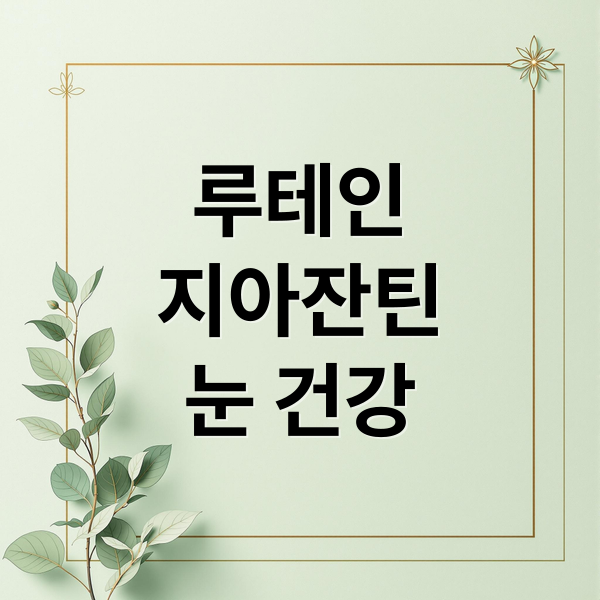 루테인
지아잔틴
눈 건강 (루테인 지아잔틴 효능 부작용)