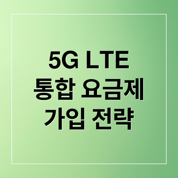 5G LTE
통합 요금제
가입 전략 (5G LTE 통합요금제)