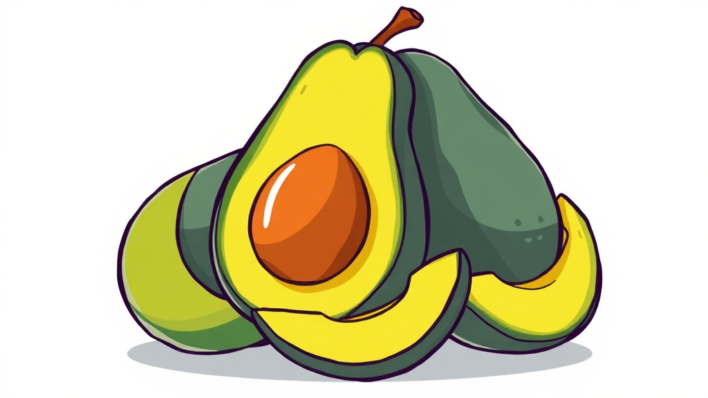 아보카도의 놀라운 건강 효능 (cartoon 스타일)