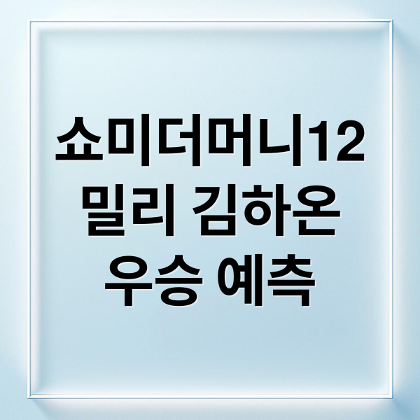 쇼미더머니12
밀리 김하온
우승 예측 (쇼미더머니12 밀리 김하온)