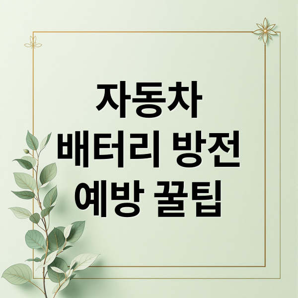 자동차
배터리 방전
예방 꿀팁 (자동차 배터리 방전 예방)