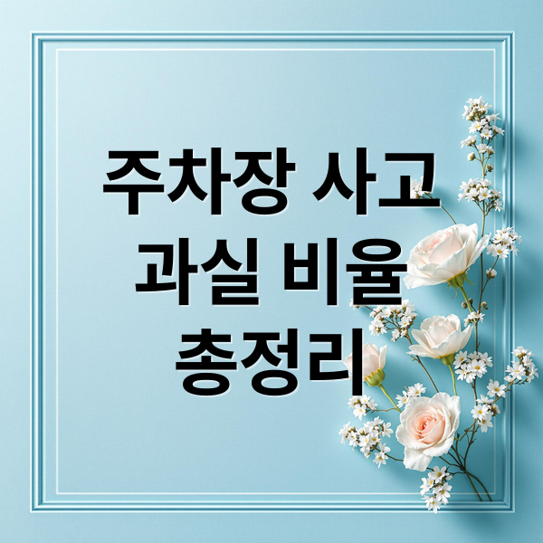 주차장 사고
과실 비율
총정리 (주차장 사고 도로교통법 과실비율)