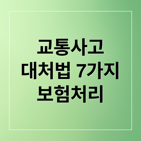교통사고
대처법 7가지
보험처리 (초보운전자 필독! 교통사고 났을 때 보험 처리 순서, 이렇게 하세요)