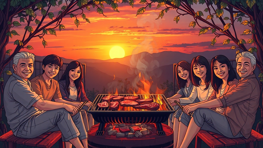개별 바베큐 존 활용 꿀팁 (illustration 스타일)
