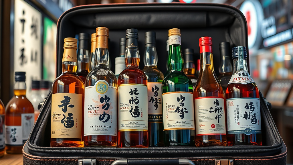 일본 위스키 쇼핑 가이드 (realistic 스타일)