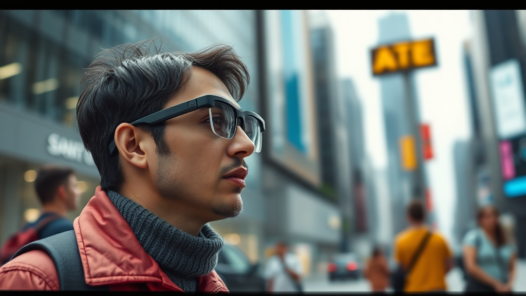 AI 안경 주요 기능 및 활용 (realistic 스타일)