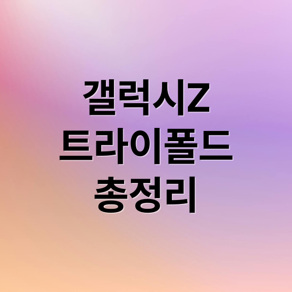 갤럭시Z
트라이폴드
총정리 (Z 트라이폴드 폴드7)