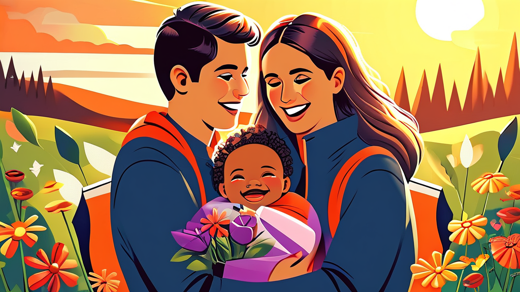 출산 및 육아 지원: 든든한 첫걸음 (illustration 스타일)