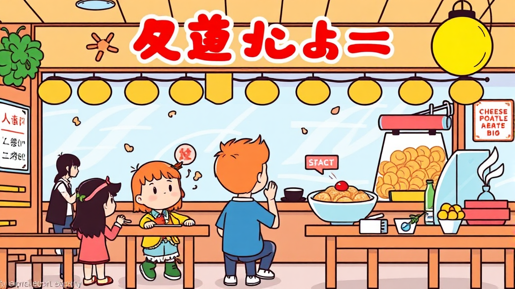 주변 맛집 및 푸드코트 정보 (cartoon 스타일)