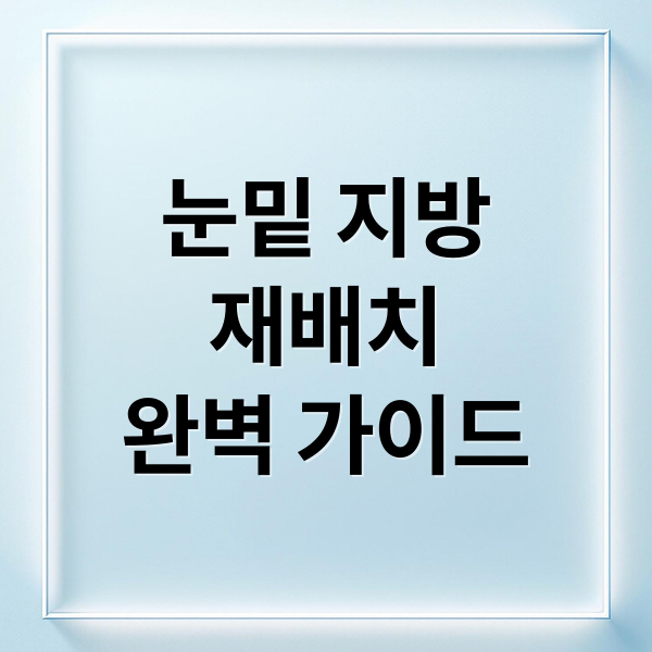 눈밑 지방
재배치
완벽 가이드 (눈밑 지방재배치)