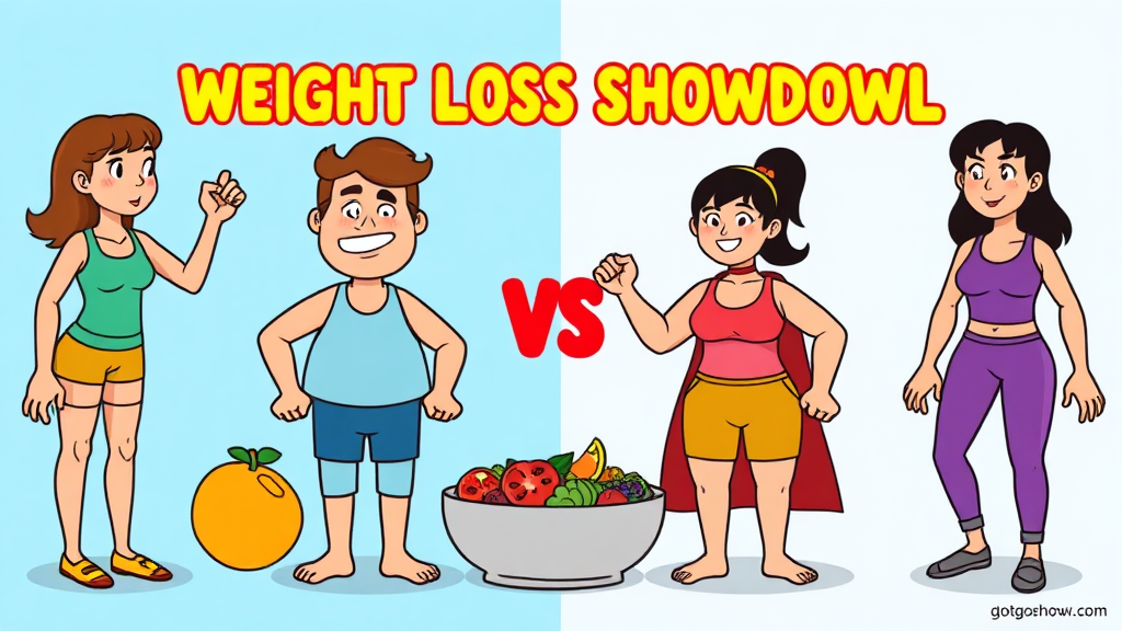 위고비 vs 마운자로: 비교 분석 (cartoon 스타일)