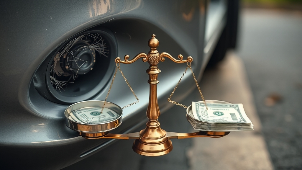 자차 보험, 범퍼 수리 언제 유리할까? (realistic 스타일)