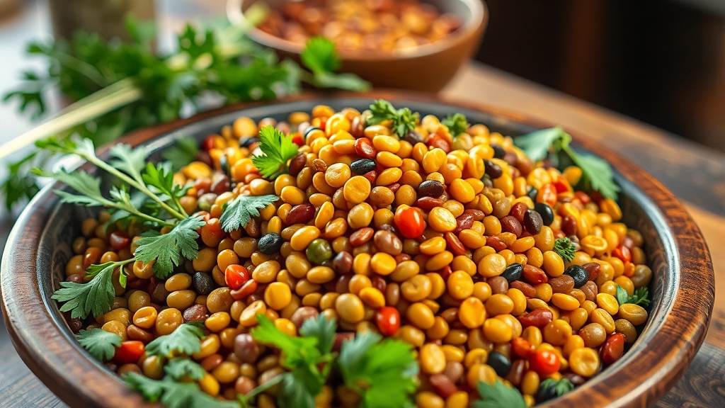 렌틸콩 영양 성분 (realistic 스타일)