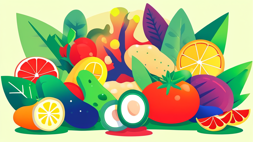 혈관 건강을 위한 식단 변화와 영양소 (cartoon 스타일)