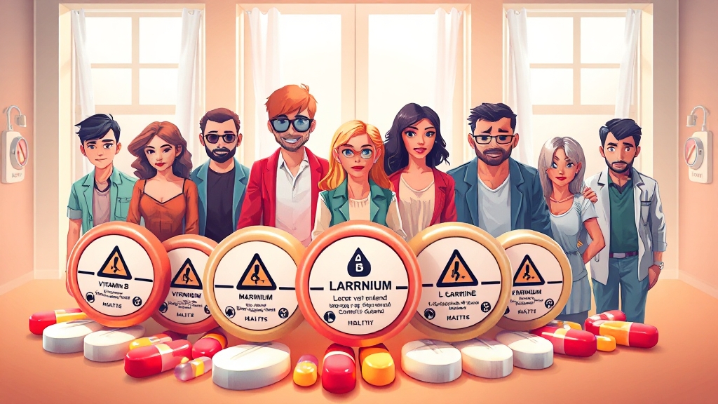 영양제 복용 시 주의사항 (illustration 스타일)