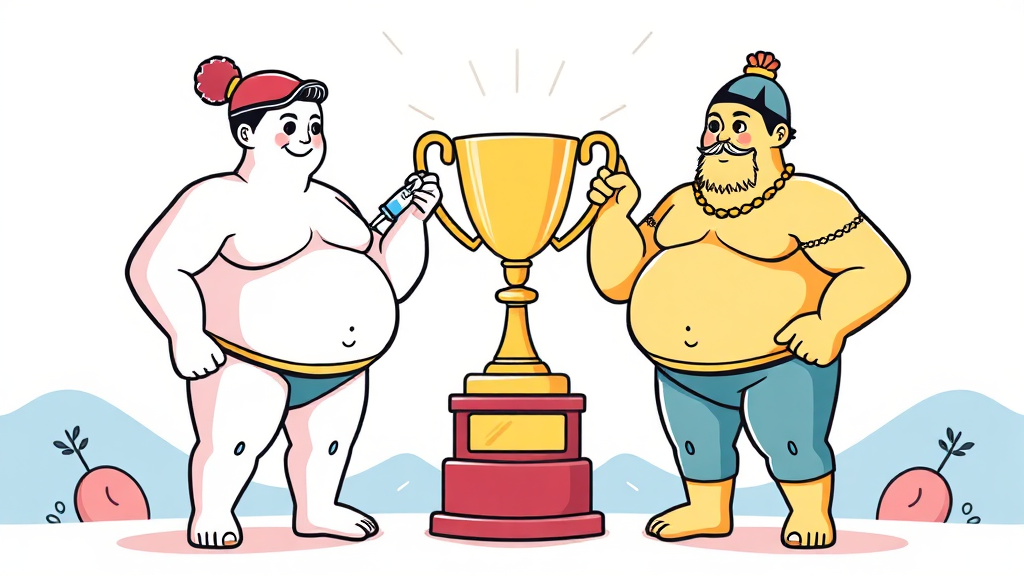 위고비 vs 마운자로: 핵심 비교 (illustration 스타일)