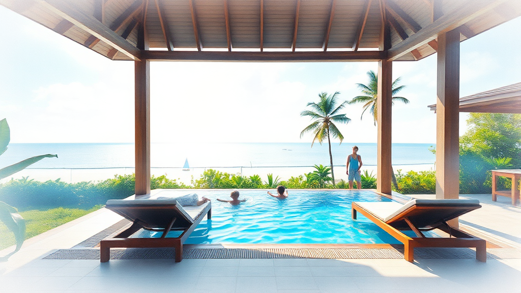 가든뷰 풀빌라의 매력 (watercolor 스타일)