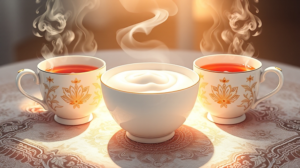 급체 완화 음식 & 차 (illustration 스타일)