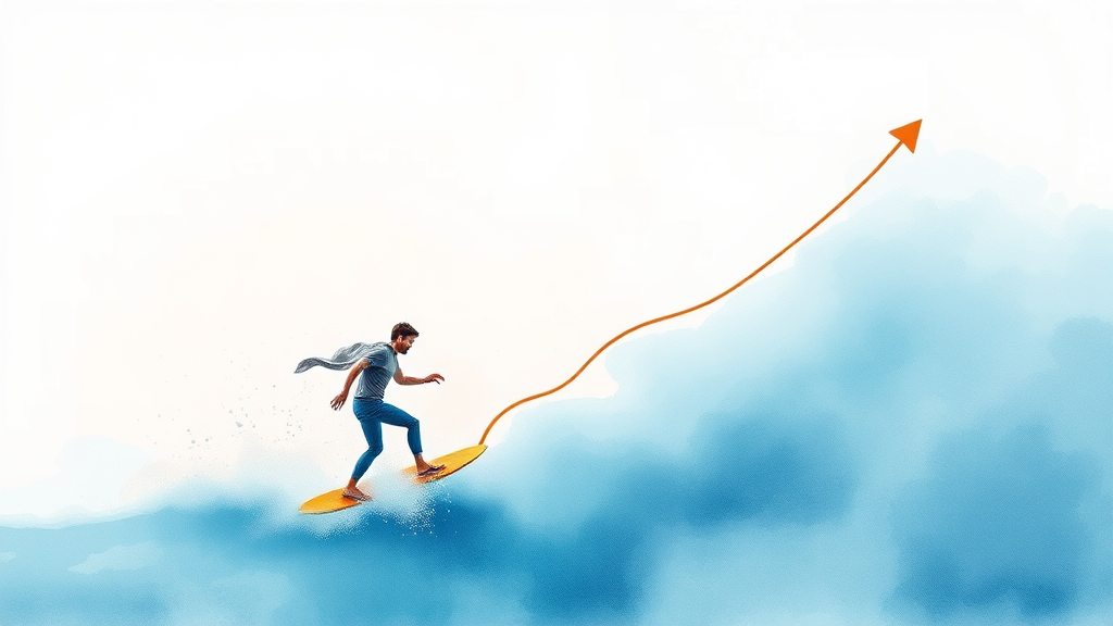 비트코인 완벽 가이드: 시작부터 전망까지, 투자 핵심 총정리 7 비트코인 투자 전략: 기회와 위험 요인 (watercolor 스타일)